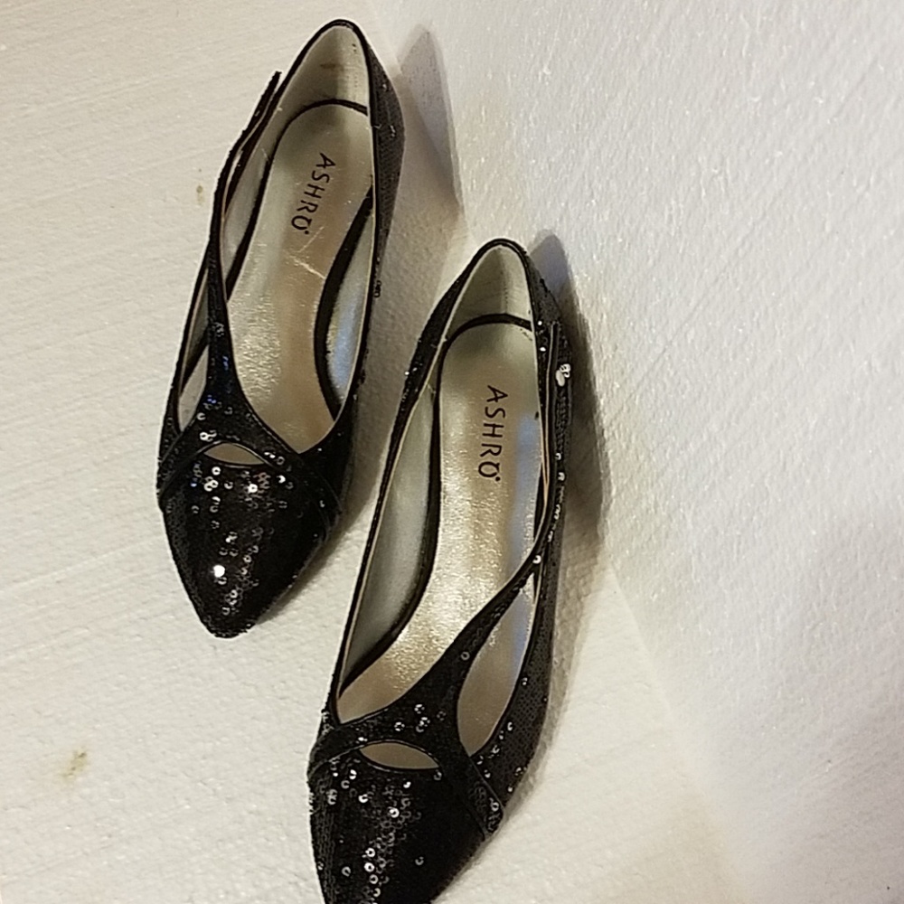 Ashro Black Sequined kitten heels - Picture 3 of 6